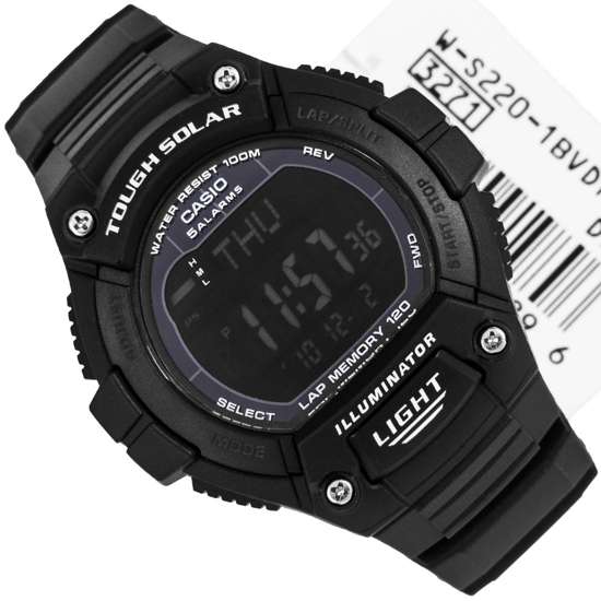 Casio Youth Black Illuminator Solar Watch W-S220-1BV WS220