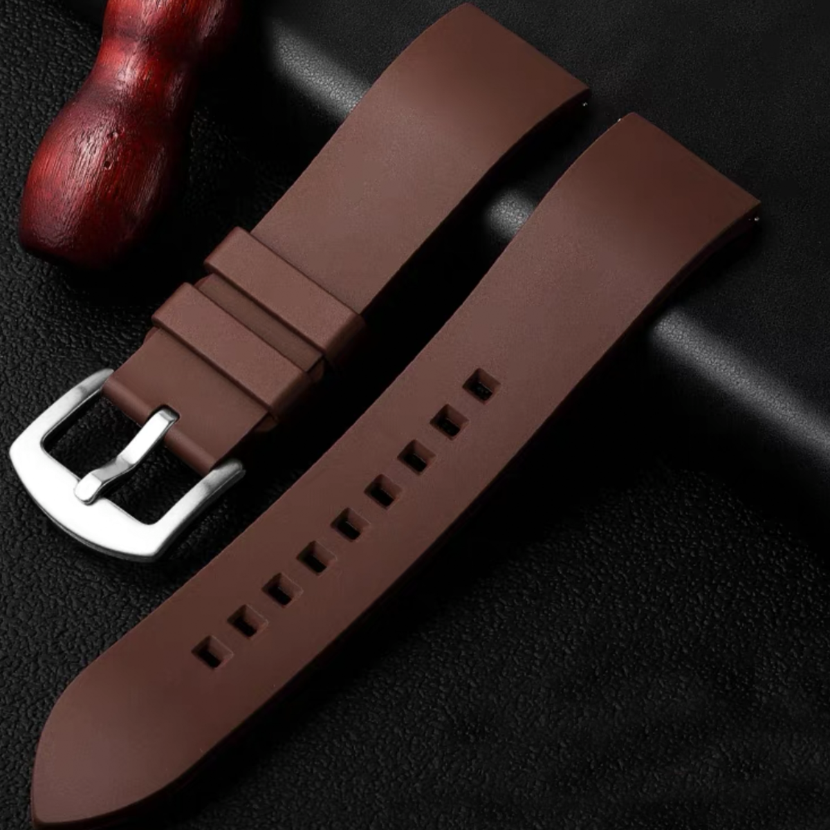 Fort Quick-Release FKM Rubber Watch Strap Brown 