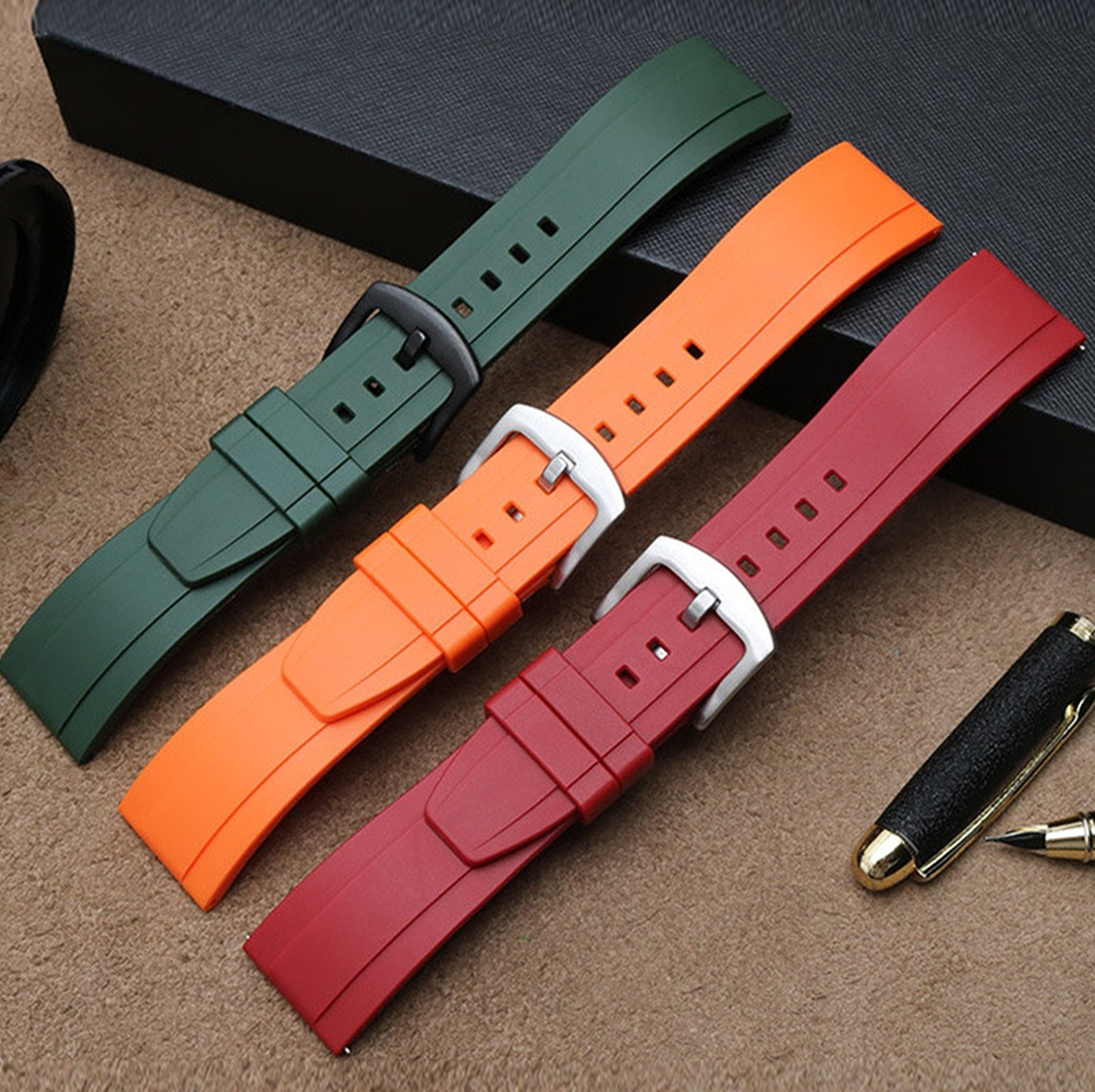Bryson Quick-Release Rubber Watch Strap Red 