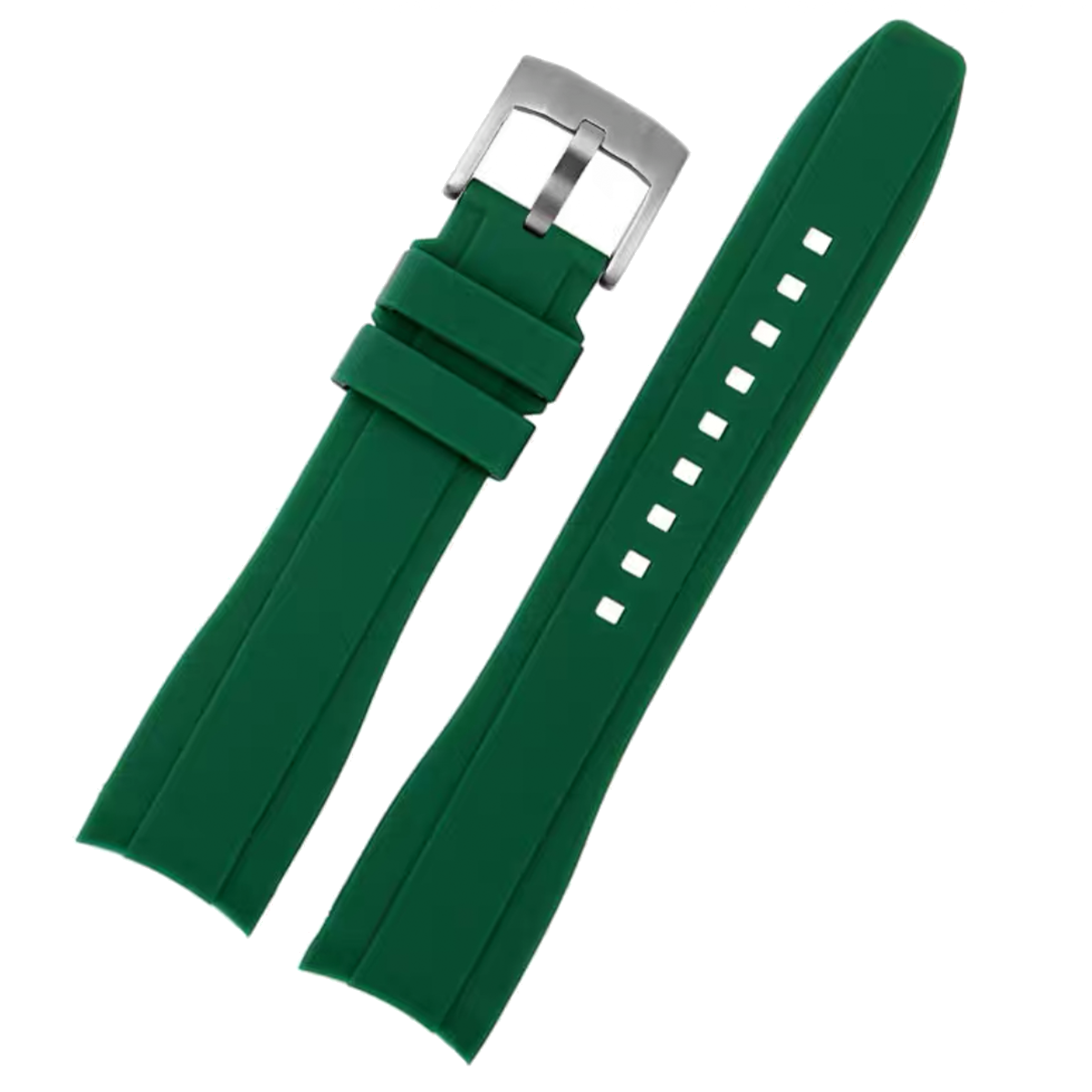 Dexter Silicone Curved Lug End Watch Strap Green (Rolex Replacement) 