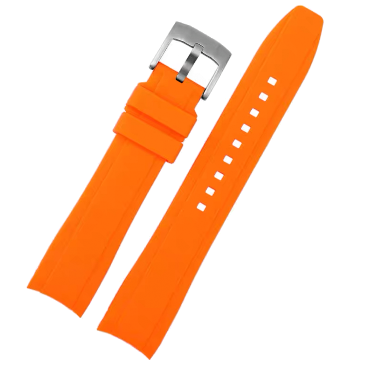 Dexter Silicone Curved Lug End Watch Strap Orange (Rolex Replacement) 