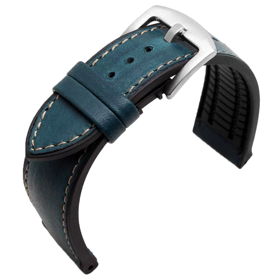 Watts Premium Hybrid Performance Italian Calf Leather Rubber Watch Strap Blue 