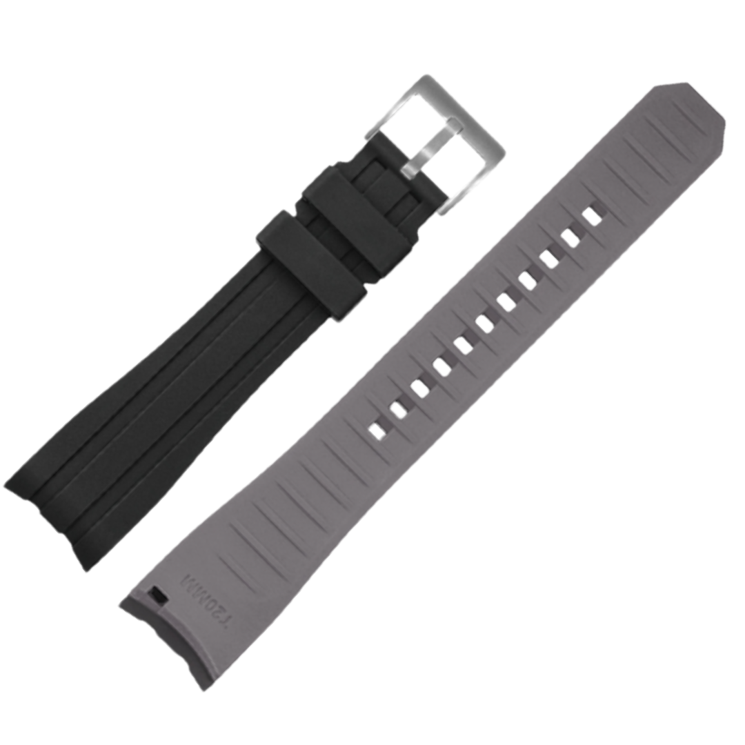 Ames Silicone Quick-Release Curved Lug End Strap Black Grey 