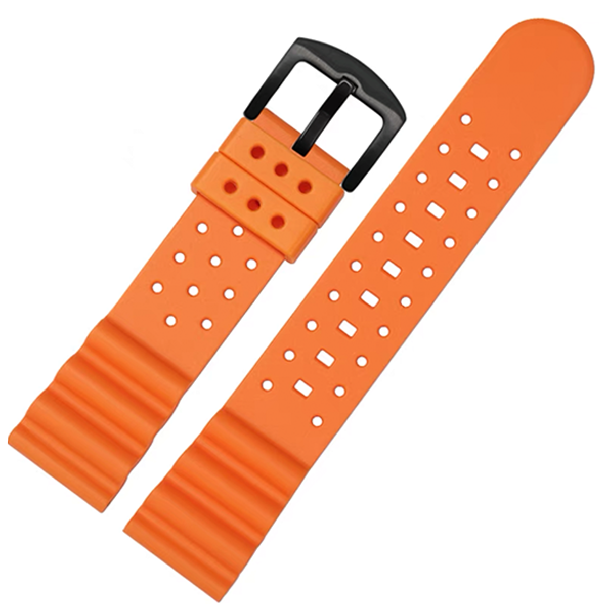 Laser Dice Quick-Release FKM Rubber Watch Strap Orange 