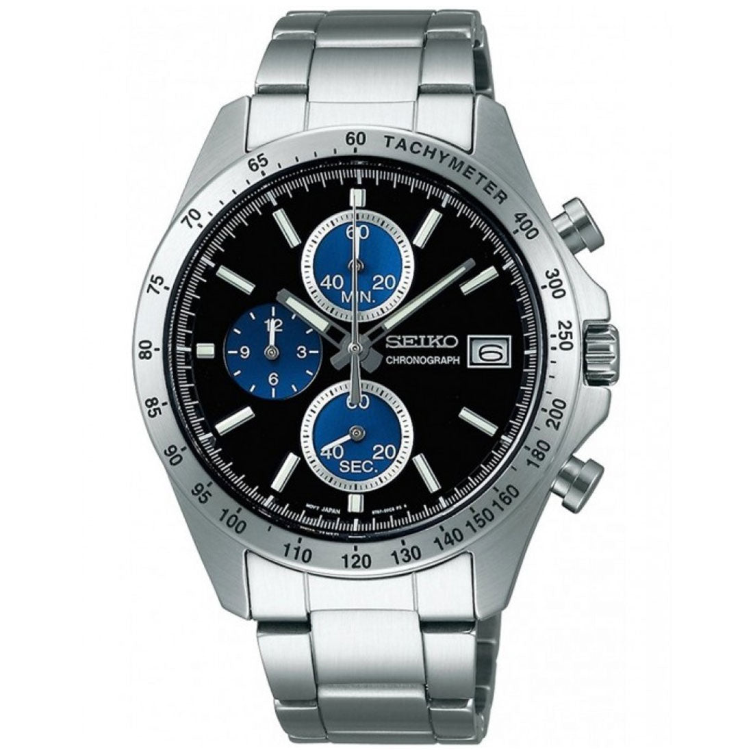 Seiko Spirit SBTR003 JDM Selection Black Blue Dial Chronograph Quartz Stainless Steel Watch