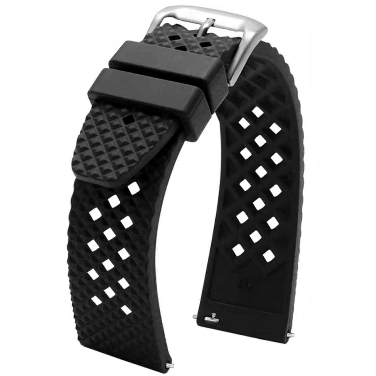 Carlton Perforated Quick-Release Rally Rubber Watch Strap Black 