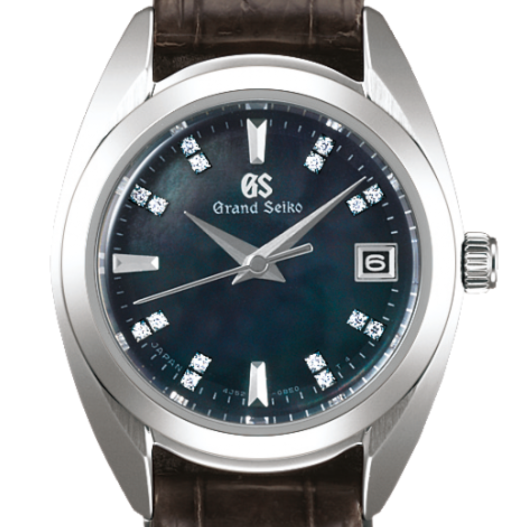 GS Grand Seiko Elegance STGF289G STGF289 Quartz Black Dial Leather Watch