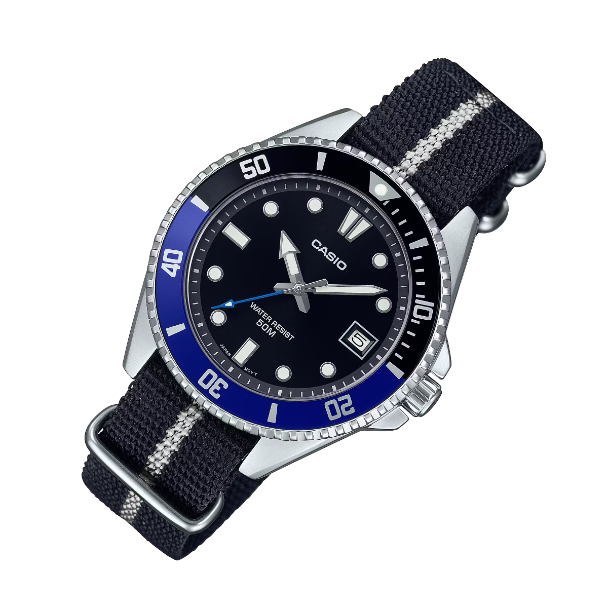 Casio Quartz Standard MDV-10C-1A2 MDV-10C-1A2V Cloth Black Dial Watch